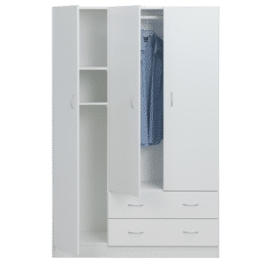 STYLE 3 DOOR 2 DRAWER WARDROBE WHITE
