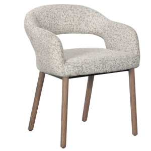 CARLO DINING CHAIR SAND FABRIC BROWN LEG