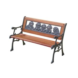 CAST IRON WOOD KIDS BENCH - PUPPIES