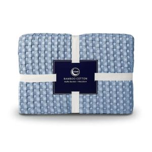 COTTON BAMBOO WAFFLE BLANKET FOG BLUE