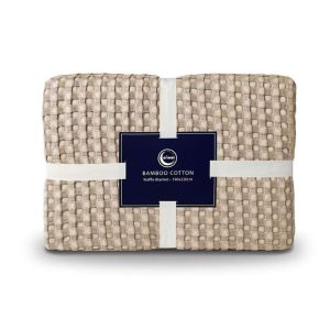 COTTON BAMBOO WAFFLE BLANKET TAUPE