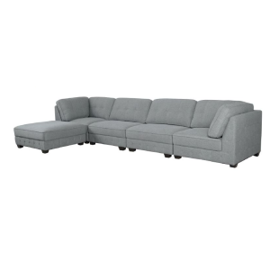 GLEBE 4 SEAT MODULAR SOFA WITH OTTOMAN GREY