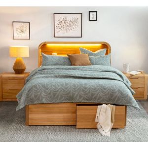 HAMILTON QUEEN GAS LIFT BED BOOKCASE BEDHEAD