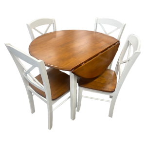 HAMPTON 5 PCE DINING DROPSIDE TABLE 2 TONE WHITE