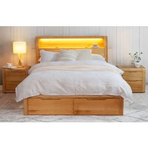 HAYMAN QUEEN GAS LIFT BED BOOKCASE BEDHEAD