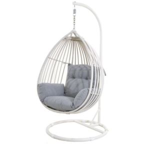 KOALA HANGING CHAIR WHITE L/GREY CUSHION