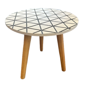 LOTUS TEA TABLE D WHITE TEAK PATTERNED