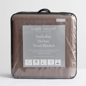 RENEE TAYLOR 400GSM MERINO WOOL BLANKET WOOD
