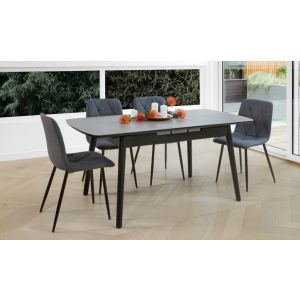 MILA 5PC EXT DINING GREYSTONE TABLE JACK CHAIR BLACK