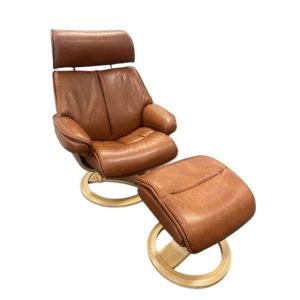 NORDIC 98S CHAIR AND OTTOMAN RING BASE P LEATHER