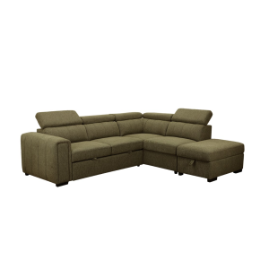 ODELIA 2 SEAT SOFA BED PLUS RHF CHAISE WITH OTTOMAN GREEN