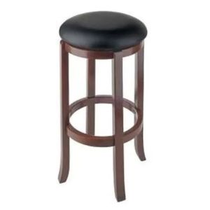 REMO SWIVEL BAR STOOL ANTIQUE OAK BLACK PU SEAT