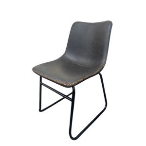RENEE DINING CHAIR DK GREY PU TAN STITCH