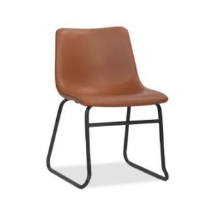 RENEE DINING CHAIR TAN PU DK GREY STITCH