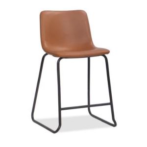 RENEE BAR STOOL TAN PU DK GREY STITCH