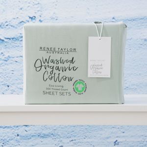RENEE TAYLOR 300 ORG SPLIT KING SHEET SET SAGE