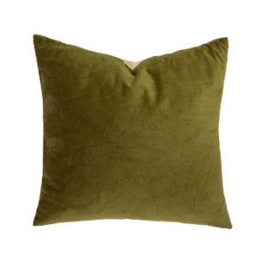 VELVET SQUARE CUSHION OLIVE