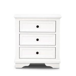 VIENNA 3 DRAWER BEDSIDE TABLE WHITE