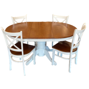 BENOWA 5 PIECE CROSS BACK EXTENSION DINING SUITE T220 C220