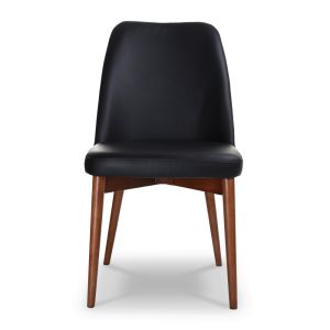 JASPER DINING CHAIR BLACKWOOD LEG LEATHER BLACK